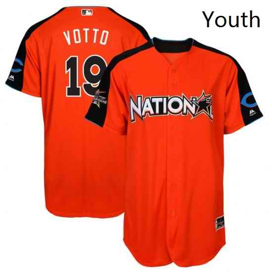 Youth Majestic Cincinnati Reds 19 Joey Votto Authentic Orange National League 2017 MLB All Star MLB Jersey